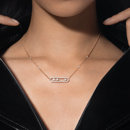 [Max Jewelry] Move Pave_ Rose Gold Diamond Necklace
