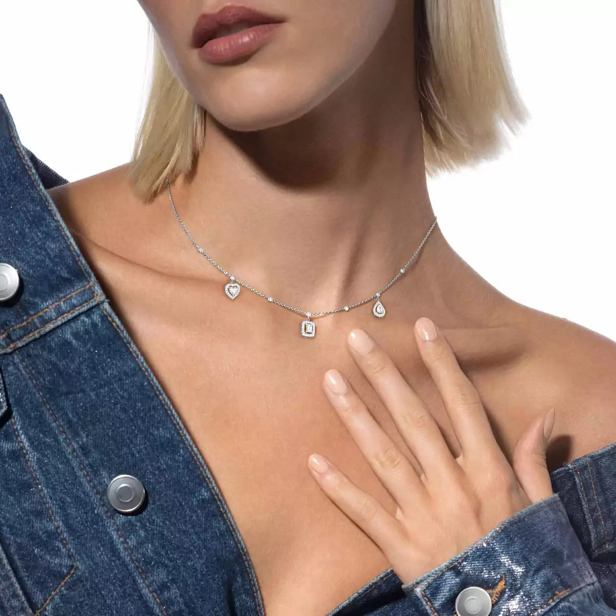 [Max Jewelry]My Twin Diamond Necklace in Silver
