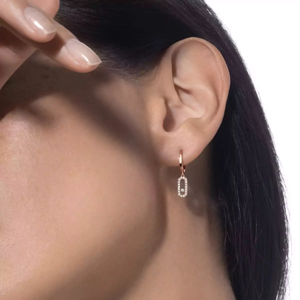 [Max Jewelry]Move Uno Single Diamond Hoop Earring