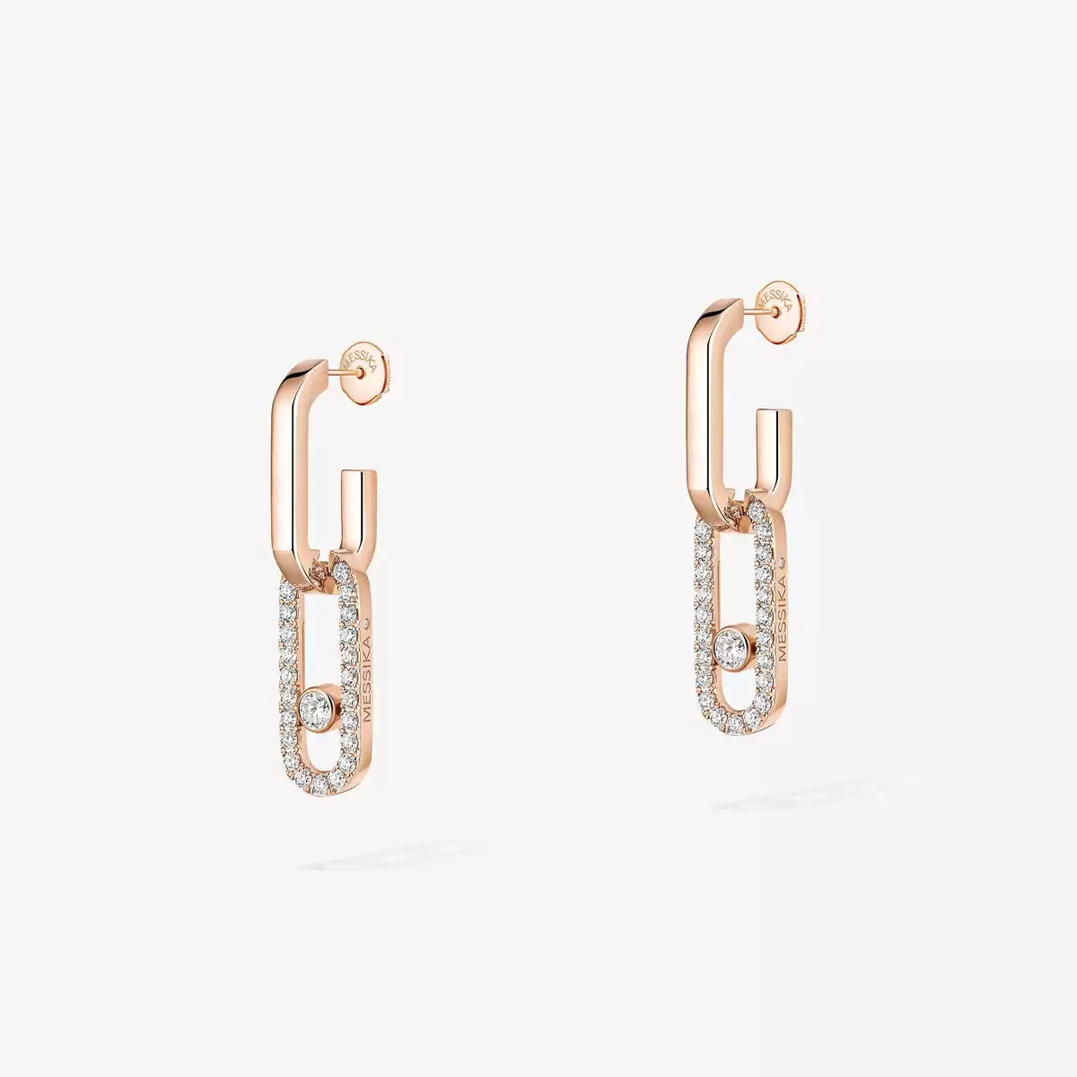 [Max Jewelry]Move Link Diamond Earrings