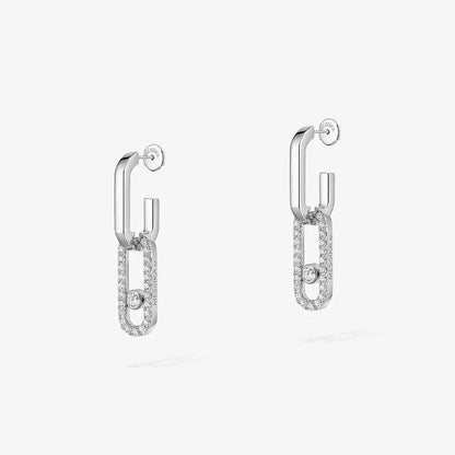 [Max Jewelry]Move Link Diamond Earrings