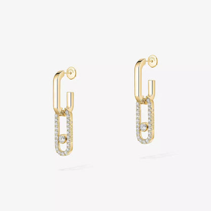 [Max Jewelry]Move Link Diamond Earrings