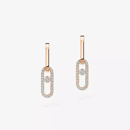 [Max Jewelry]Move Link Diamond Earrings
