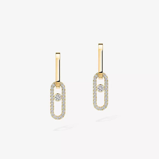 [Max Jewelry]Move Link Diamond Earrings