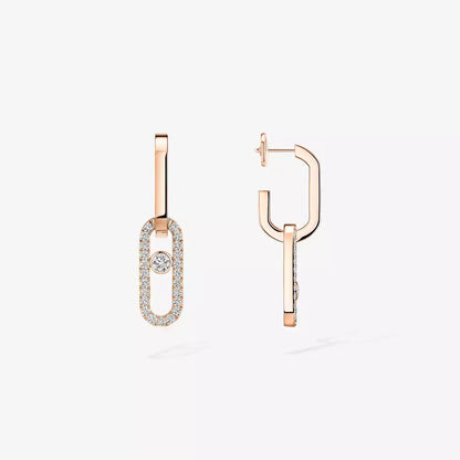 [Max Jewelry]Move Link Diamond Earrings