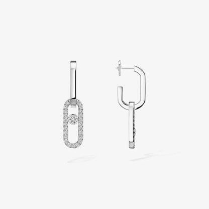 [Max Jewelry]Move Link Diamond Earrings
