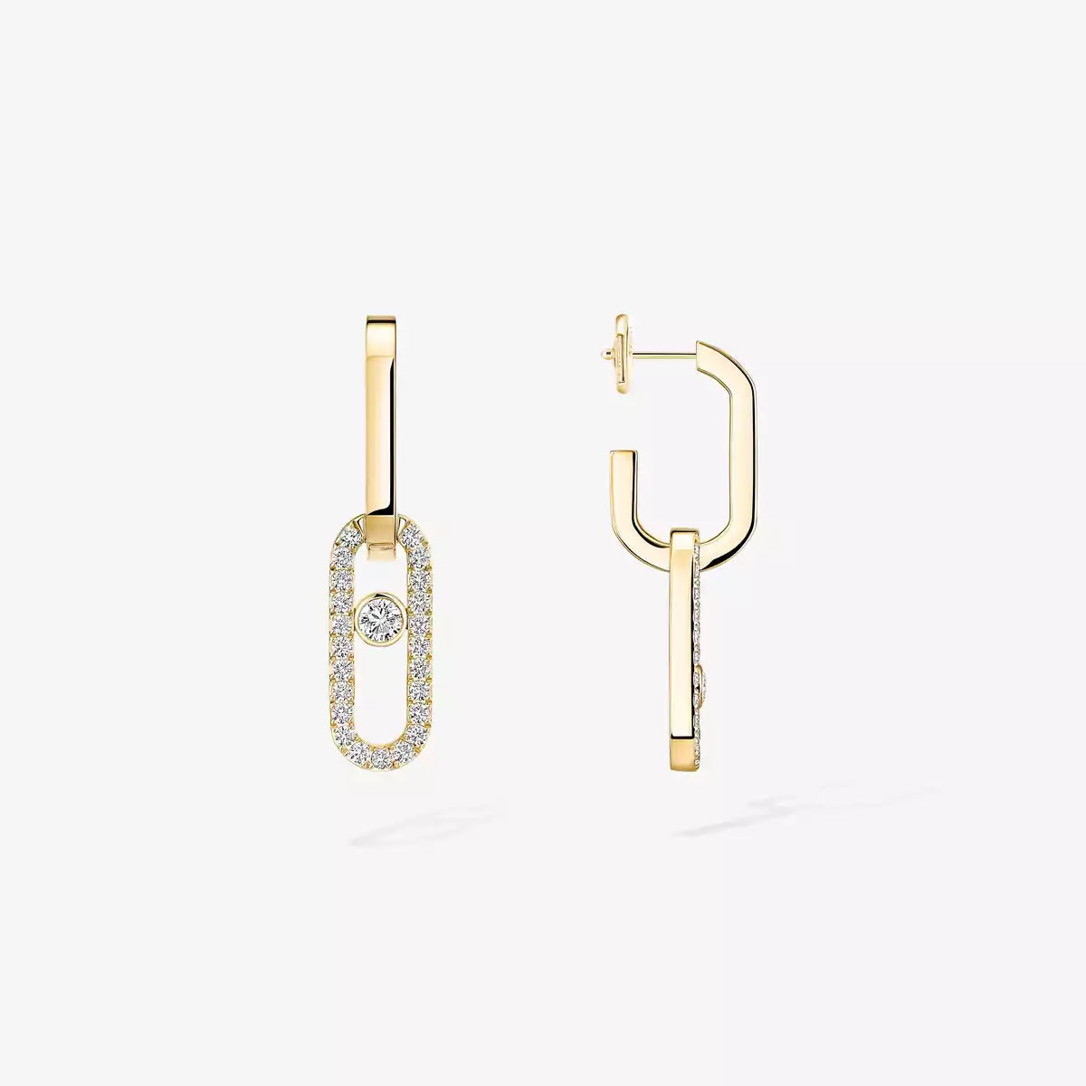 [Max Jewelry]Move Link Diamond Earrings