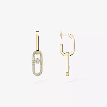 [Max Jewelry]Move Link Diamond Earrings