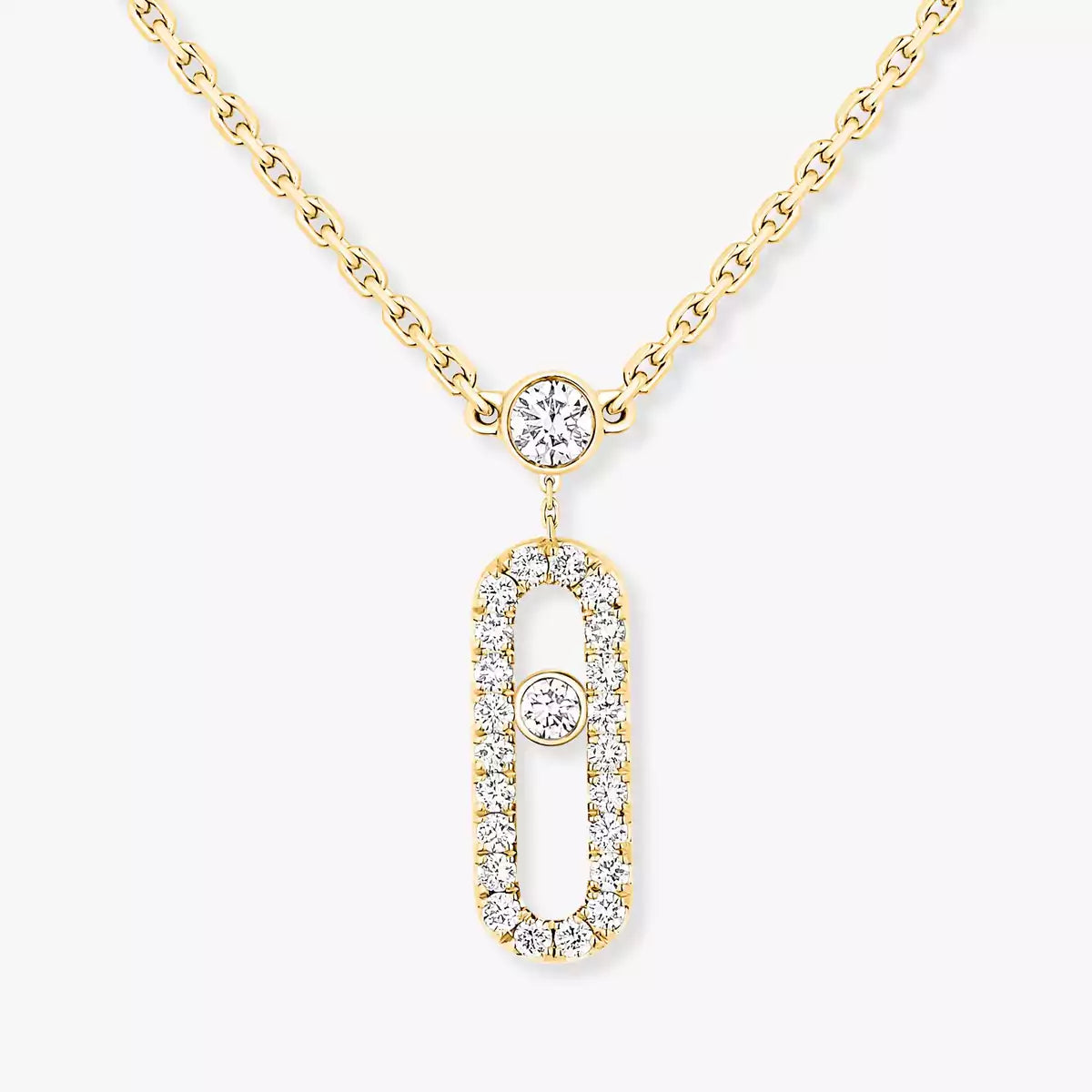 [Max Jewelry]2 Rows Rose Gold Diamond Pave_ Necklace Move Uno