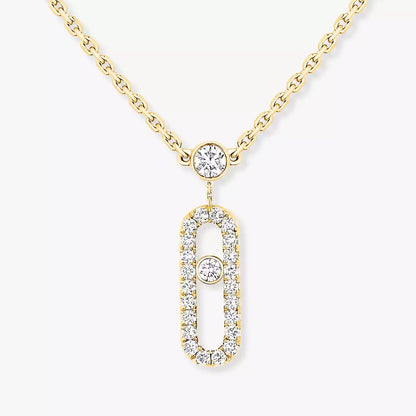 [Max Jewelry]2 Rows Rose Gold Diamond Pave_ Necklace Move Uno