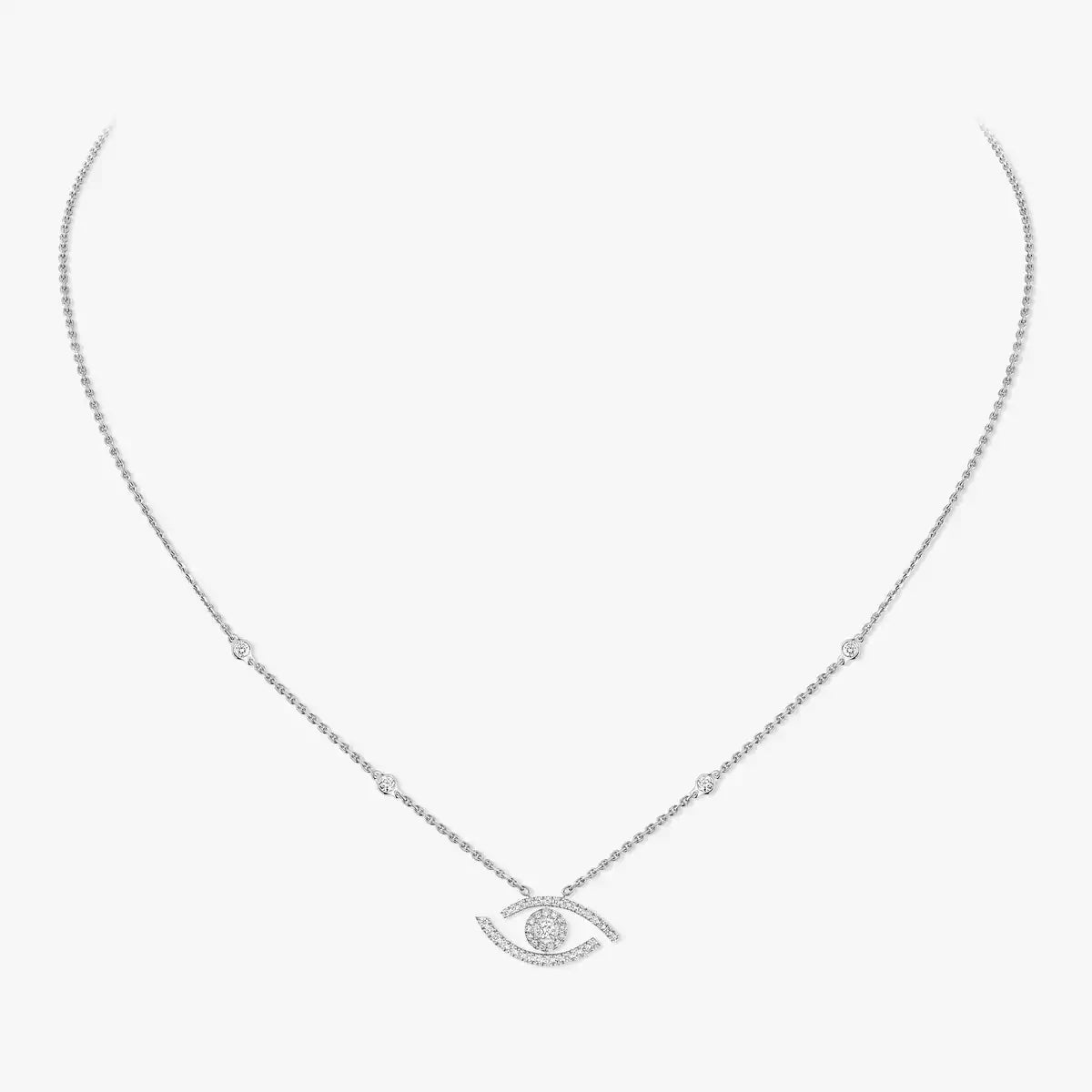 [Max Jewelry]Pave_ Diamond Necklace Lucky Eye