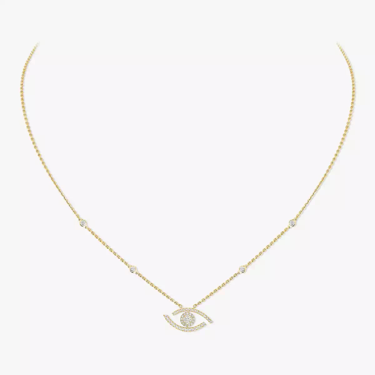 [Max Jewelry]Pave_ Diamond Necklace Lucky Eye