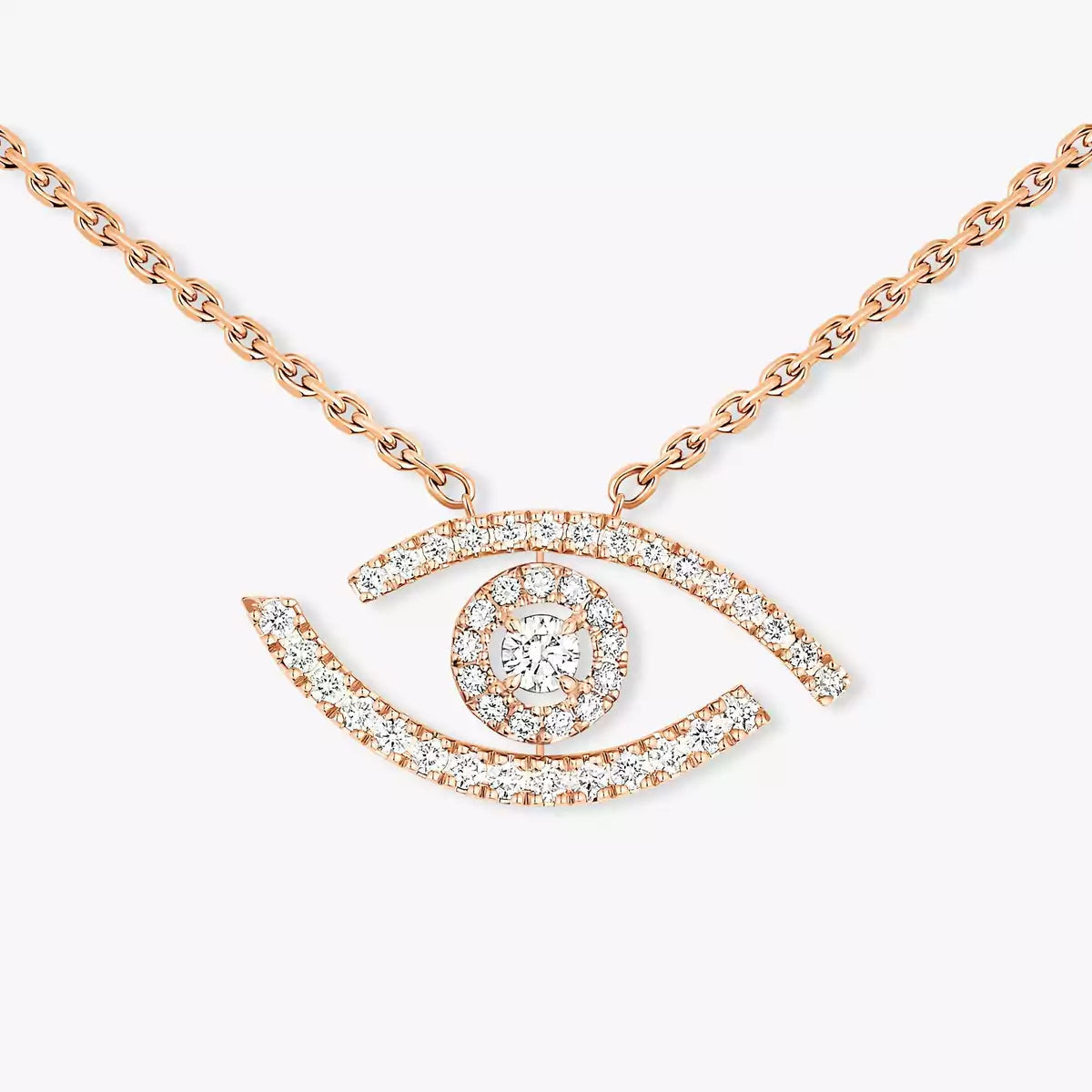 [Max Jewelry]Pave_ Diamond Necklace Lucky Eye