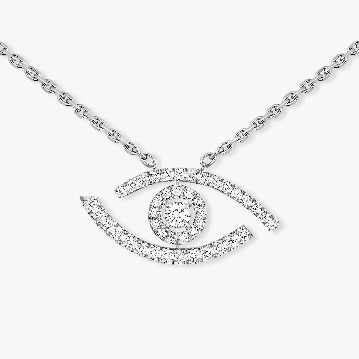 [Max Jewelry]Pave_ Diamond Necklace Lucky Eye