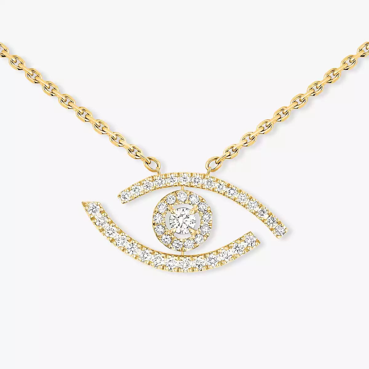 [Max Jewelry]Pave_ Diamond Necklace Lucky Eye