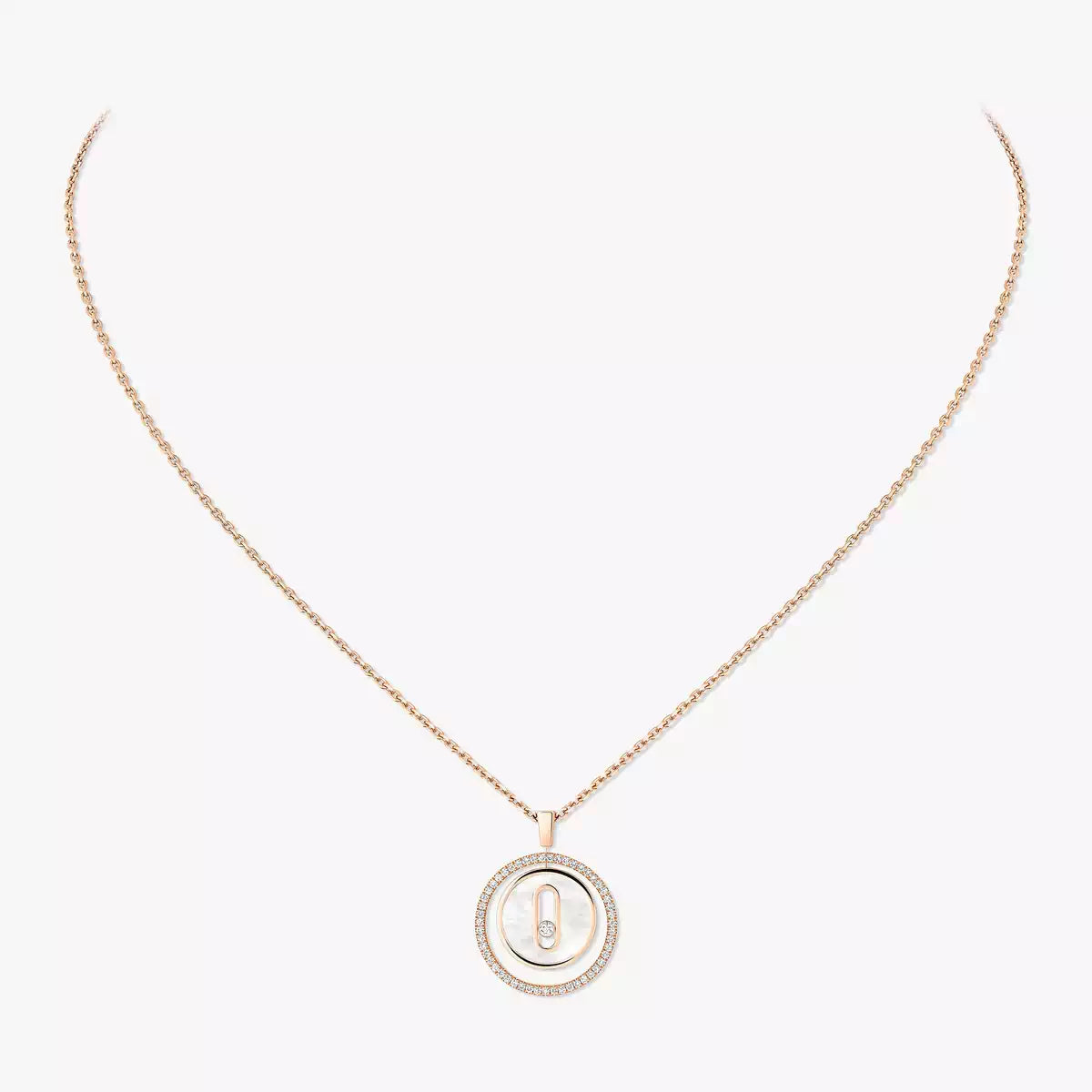 [Max Jewelry]Lucky Move Diamond Necklace in Rose Gold and White Mother-of-Pearl