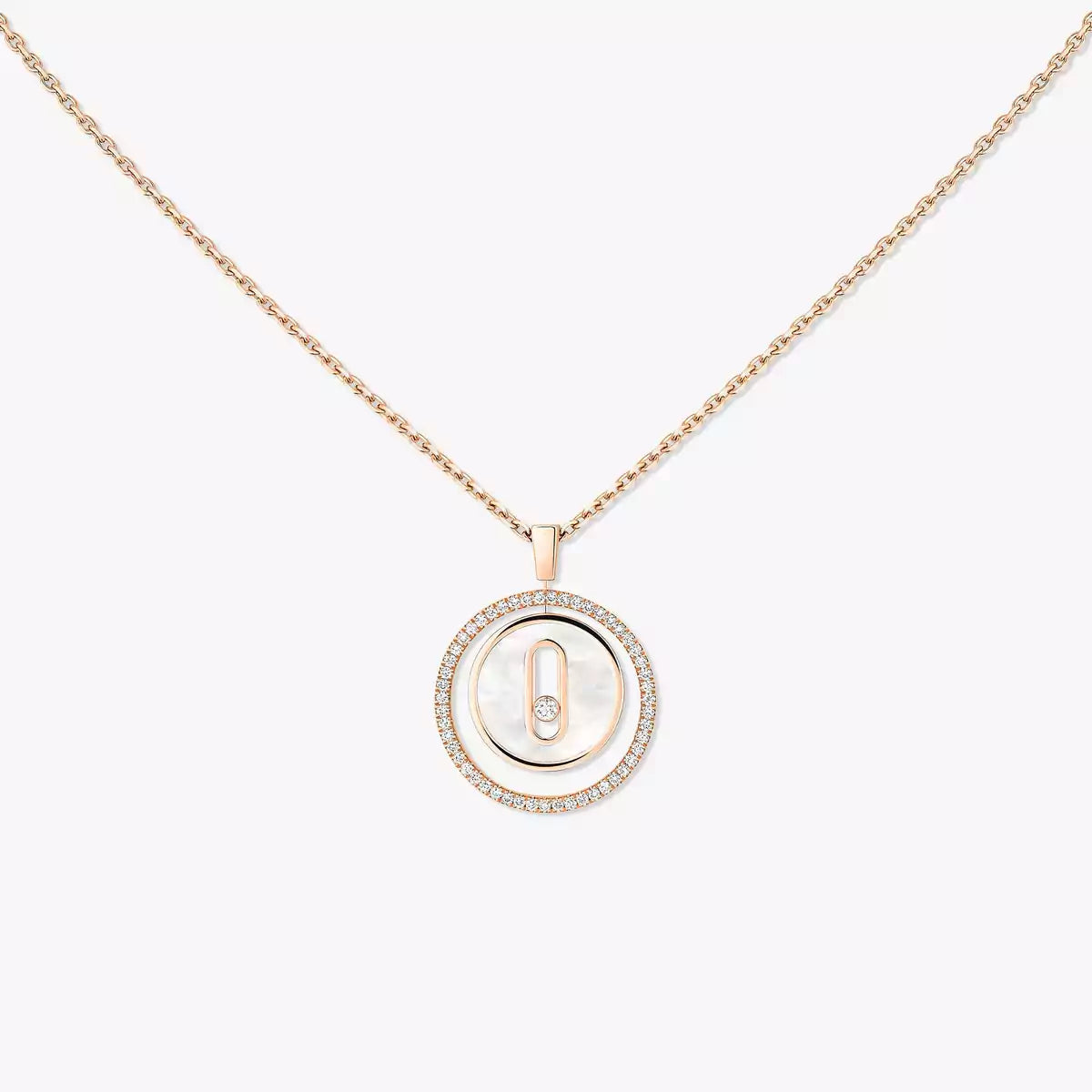 [Max Jewelry]Lucky Move Diamond Necklace in Rose Gold and White Mother-of-Pearl
