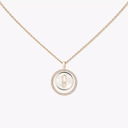 [Plus&Max]Lucky Move Diamond Necklace in Rose Gold and White Mother-of-Pearl