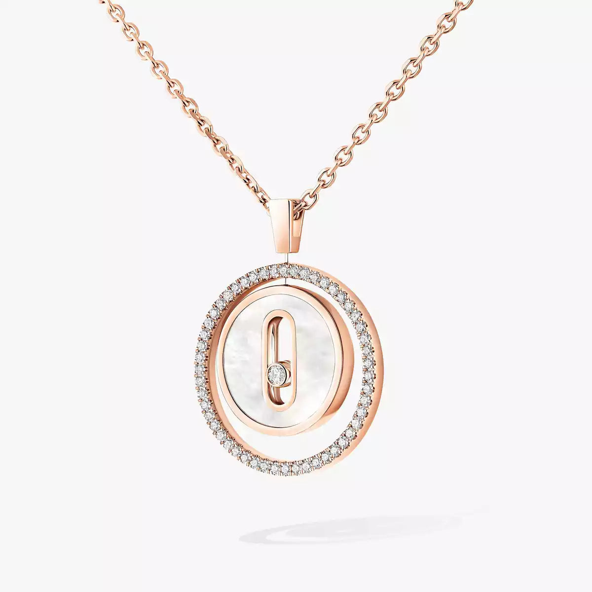 [Max Jewelry]Lucky Move Diamond Necklace in Rose Gold and White Mother-of-Pearl