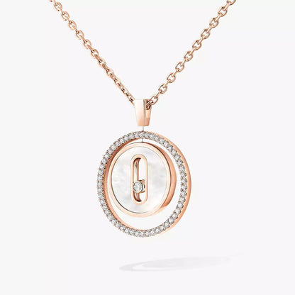 [Max Jewelry]Lucky Move Diamond Necklace in Rose Gold and White Mother-of-Pearl