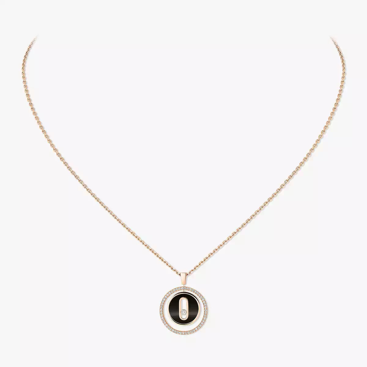 [Plus&Max]Lucky Move Diamond Necklace in Rose Gold and White Mother-of-Pearl