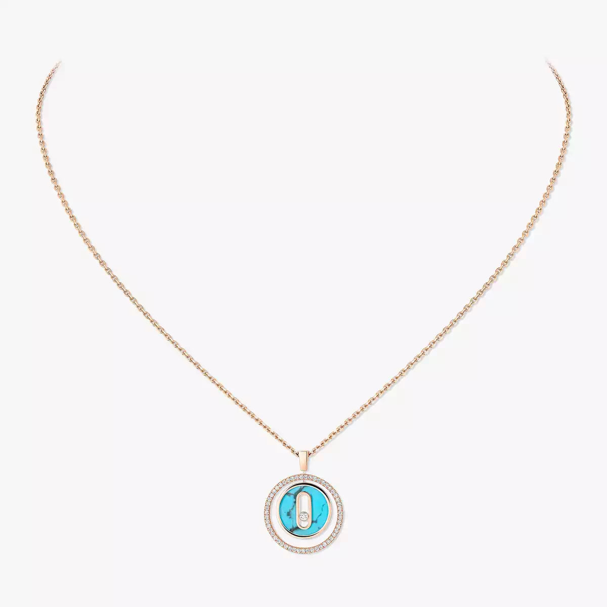 [Max Jewelry]Lucky Move Diamond Necklace in Rose Gold and White Mother-of-Pearl