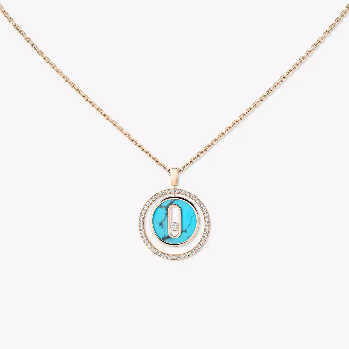 [Max Jewelry]Lucky Move Diamond Necklace in Rose Gold and White Mother-of-Pearl