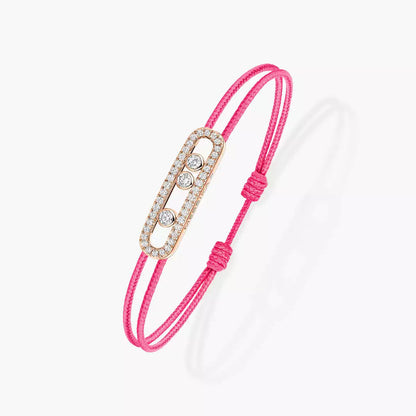 [Max Jewelry]Messika Care(s) pink cord pavé bracelet