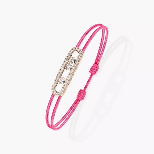 [Max Jewelry]Messika Care(s) pink cord pavé bracelet