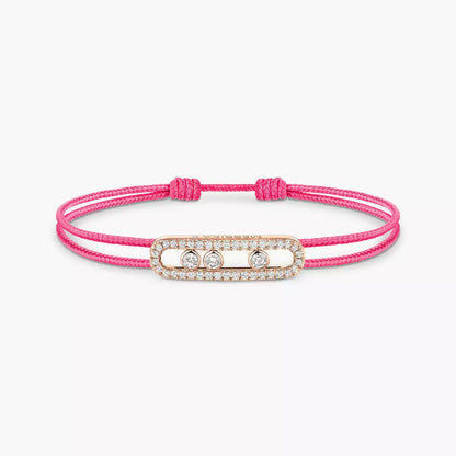 [Max Jewelry]Messika Care(s) pink cord pavé bracelet