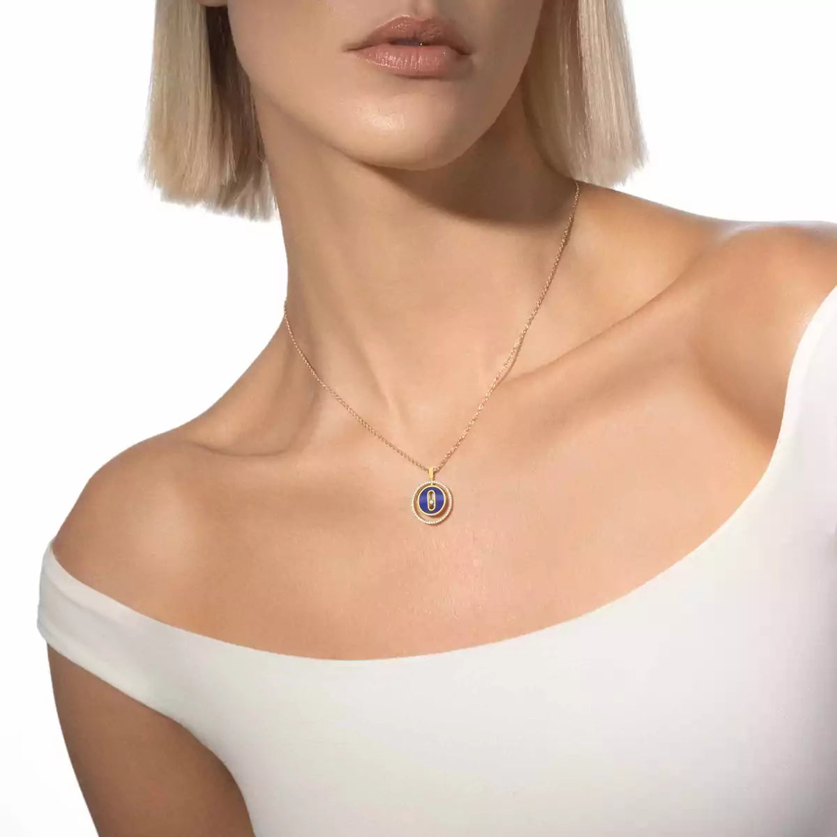 [Max Jewelry]Lucky Move Diamond Necklace in Rose Gold and White Mother-of-Pearl