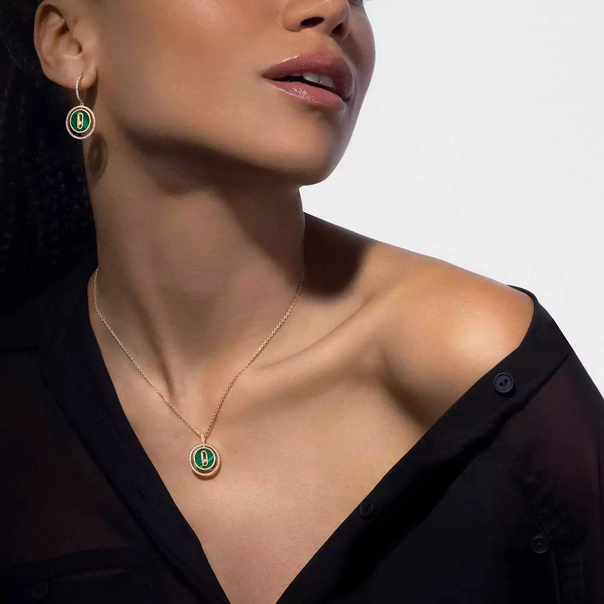 [Max Jewelry]Lucky Move Diamond Necklace in Rose Gold and White Mother-of-Pearl