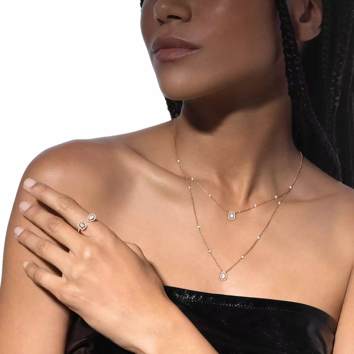 [Max Jewelry]Diamond Necklace My Twin 2 Rows