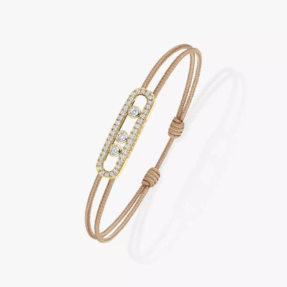 [Max Jewelry]Messika Care(s) pink cord pavé bracelet