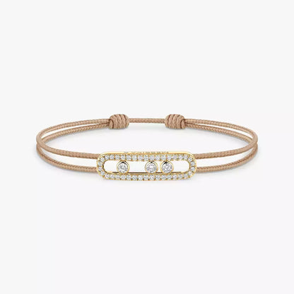 [Max Jewelry]Messika Care(s) pink cord pavé bracelet