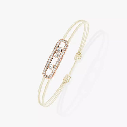 [Max Jewelry]Messika Care(s) pink cord pavé bracelet