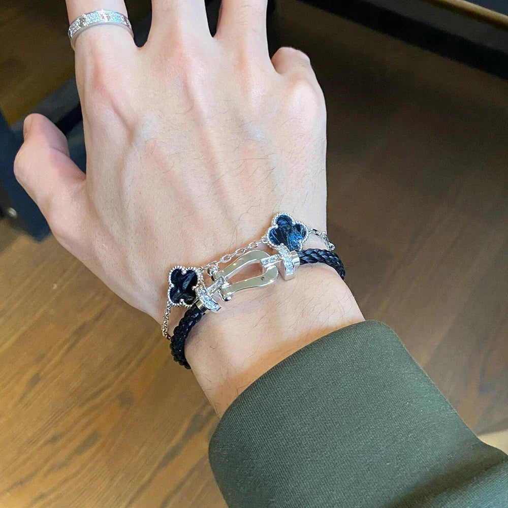 [Plus&Max]LUCKY CLOVER 5-MOTIF BRACELET - PIETERSITE COLLECTION