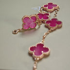 [Plus&Max]NEW CLOVER 5 MOTIFS PINK ENAMEL BRACELET
