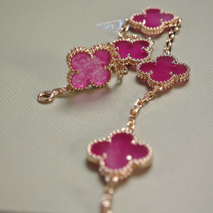 [Max Jewelry]NEW CLOVER 5 MOTIFS PINK ENAMEL BRACELET