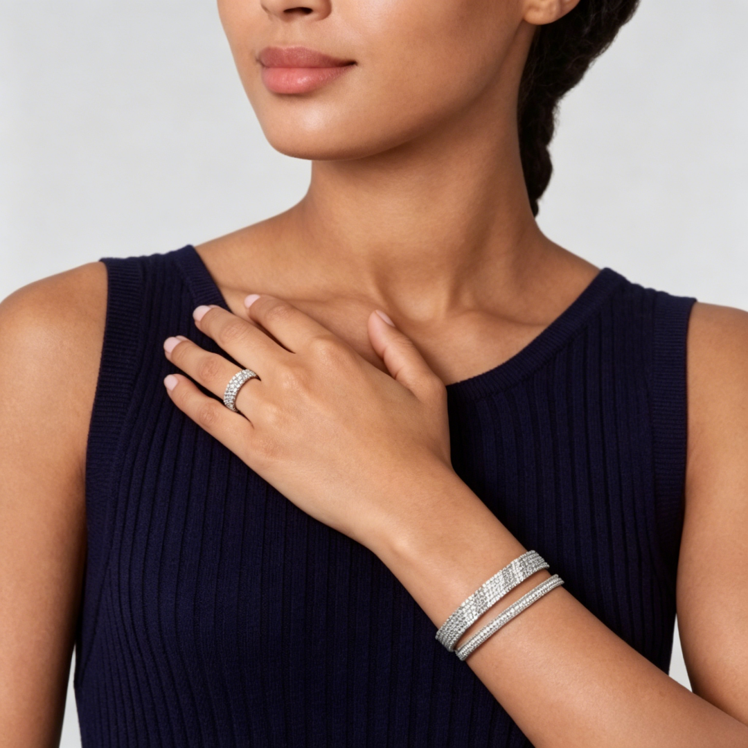 [Max Jewelry] THREE-ROW DIAMOND RING
