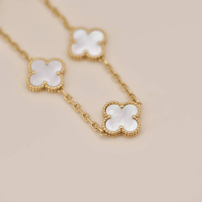 [Max Jewelry ]CLOVER WHITE PEARL MOP 5 MOTIF BRACELET COLLECTION