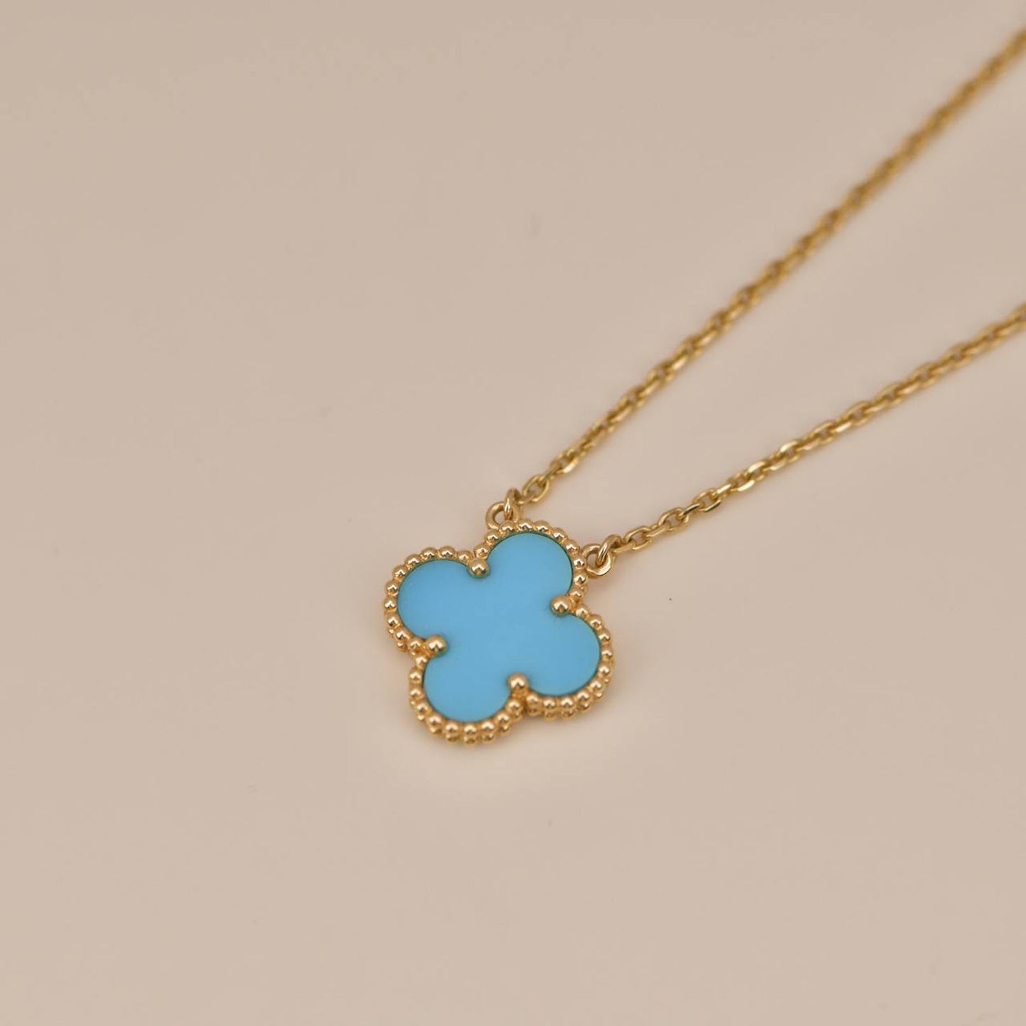 [Max Jewelry ]CLOVER 15MM VINTAGE TURQUOISE NECKLACE