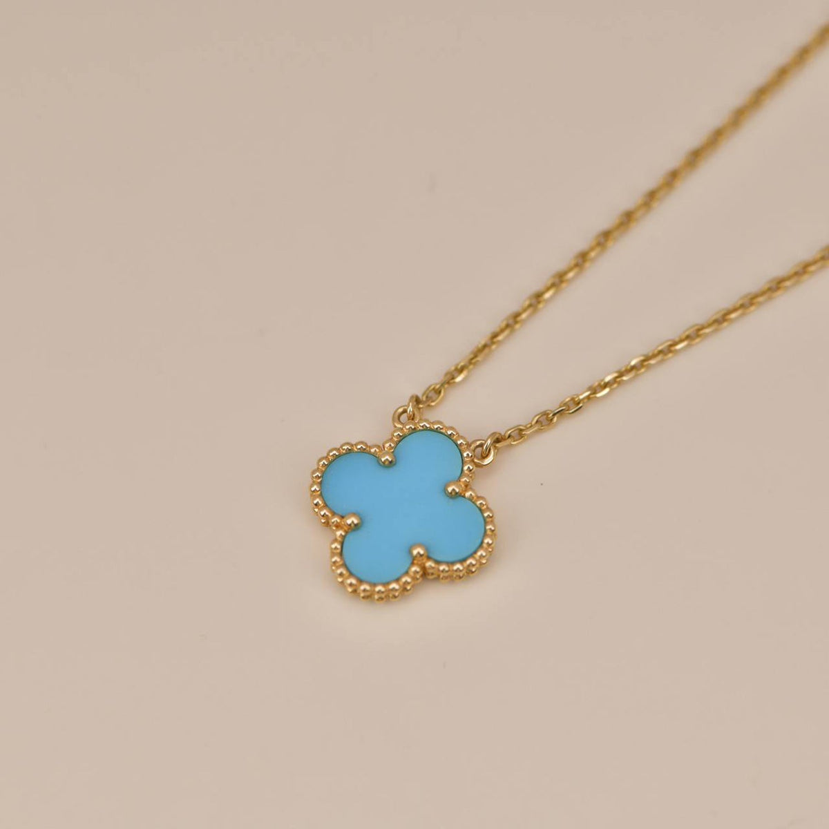 [Plus&Max]CLOVER 15MM VINTAGE TURQUOISE NECKLACE