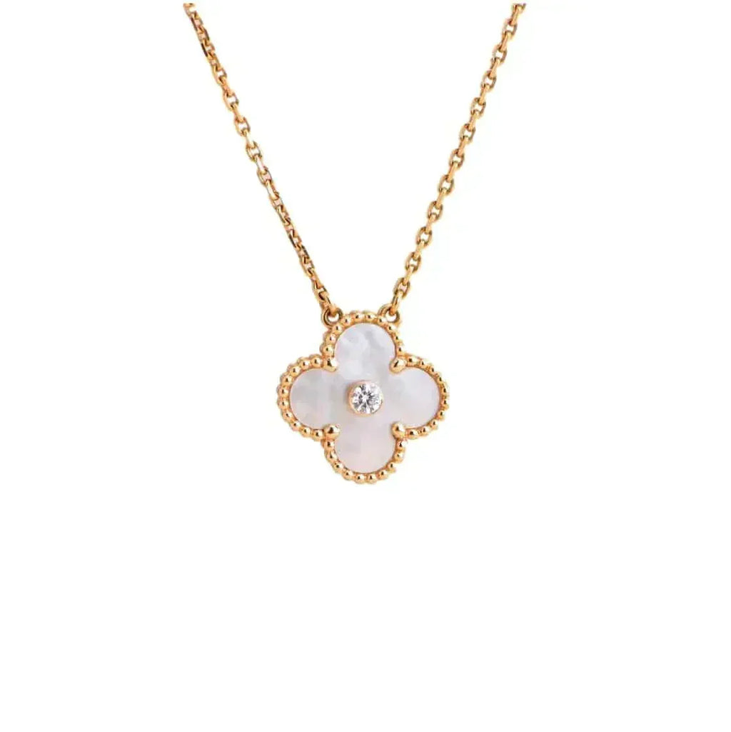 [Plus&Max]CLOVER 15MM DIAMOND WHITE FRITILLARIA NECKLACE