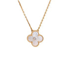[Plus&Max]CLOVER 15MM DIAMOND WHITE FRITILLARIA NECKLACE