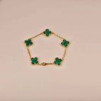 [Plus&Max]LUCKY CLOVER 5-MOTIF BRACELET - MALACHITE COLLECTION