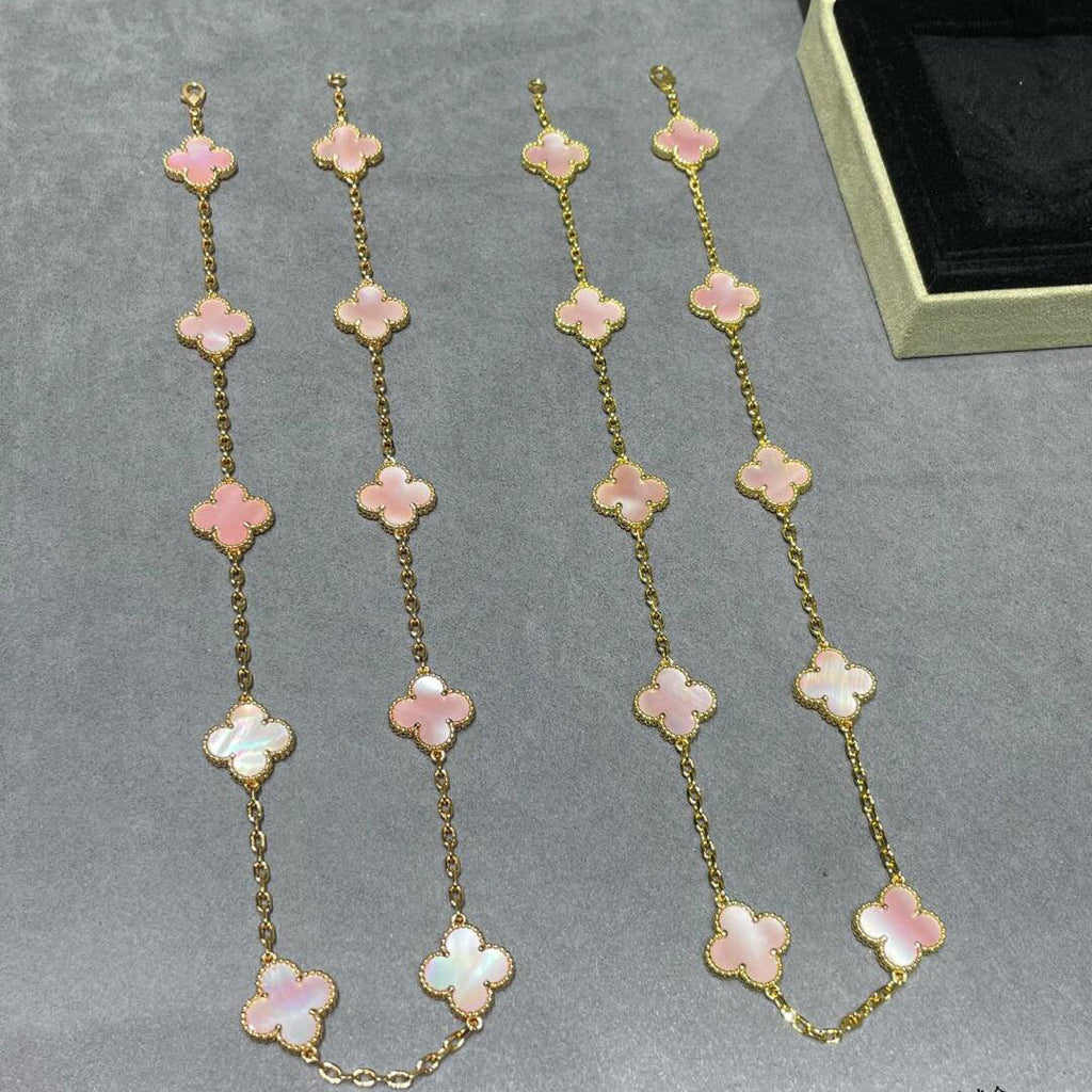[Plus&Max]CLOVER 10 MOTIFS PINK MOP NECKLACE