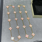 [Plus&Max]CLOVER 10 MOTIFS PINK MOP NECKLACE
