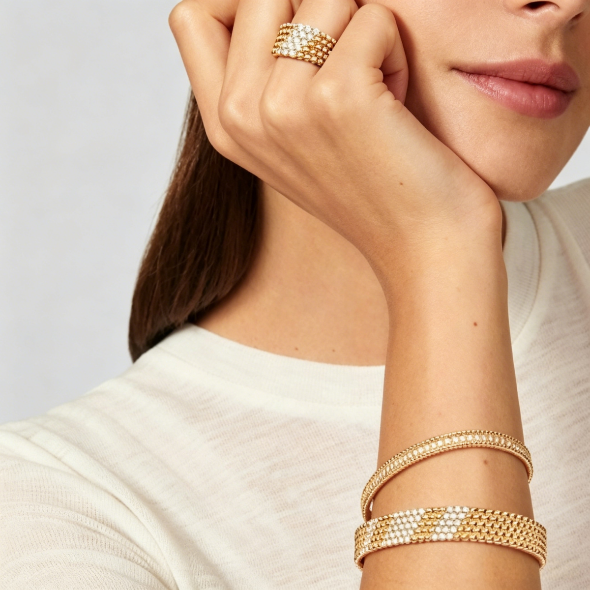 [Max Jewelry]  FIVE-ROW DIAMOND BRACELET