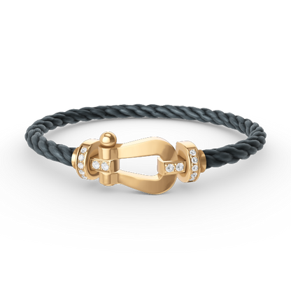 [Max Jewelry ]FORCE LARGE HORSESHOE HALF DIAMOND BRACELET GOLD